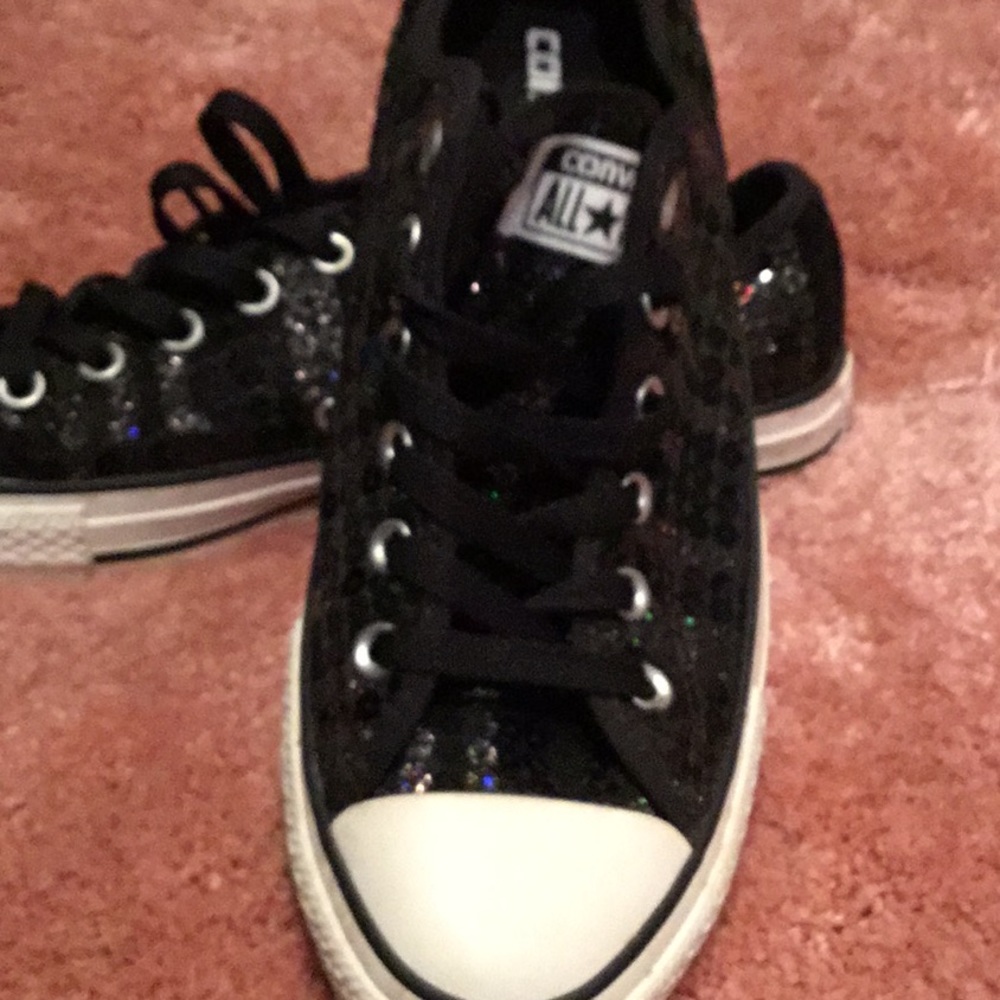 Converse Black SEQUIN and White Women's Sneakers - Picture 3 of 4